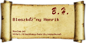 Bleszkány Henrik névjegykártya
